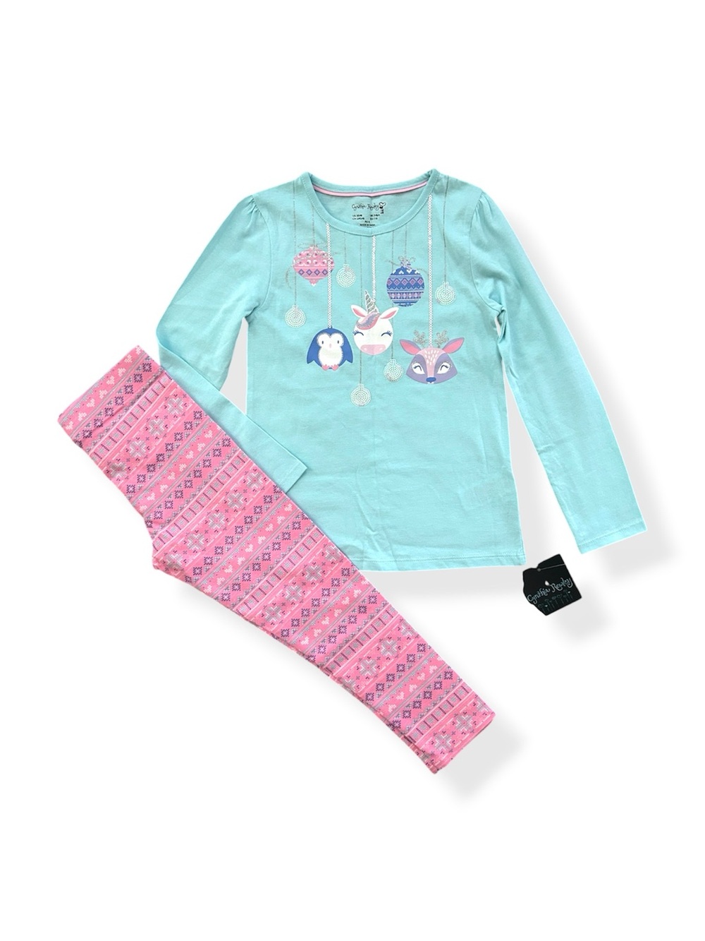 Tommy Bahama Girls Blue Pink Animal Geo Outfit Set Size S 5/6